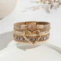 Hot Sale Bohemian Popular Bracelet Gifts Multi-layer Leather Rope Bracelet Beautiful Rough Heart Bracelet Gifts for Women