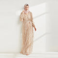 Gorgeous Heavy-work Sequins Section Lace Noble Temperament Luxurious Abaya Muslim Dress for Women