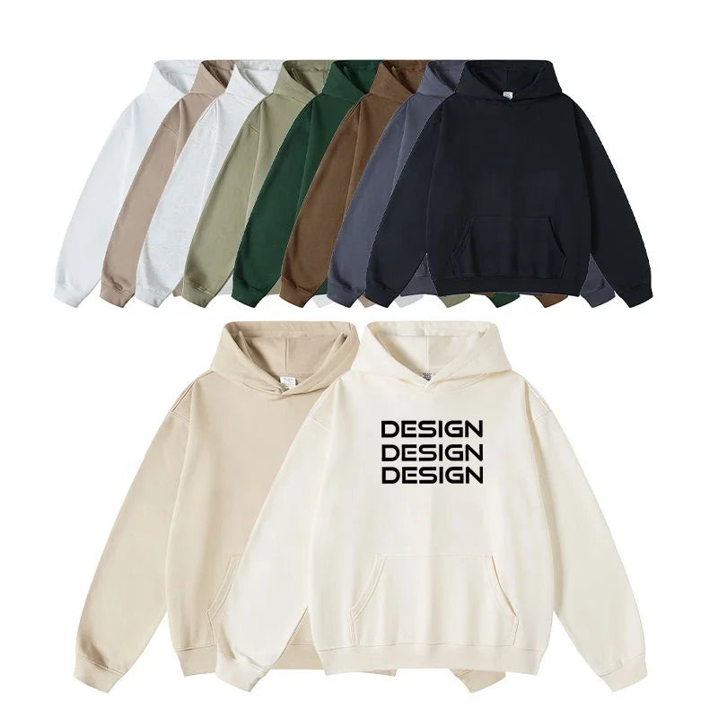 2024 Casual Street Wear 450gsm Unisex Hoodies Heavyweight No Strings Oversized Hoodie Solid Blank Men Hoodies