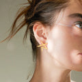 Waterproof PVD 18K Gold Plated 316L Stainless Steel Geometric Thunder Star Stud Earrings for Women Fashion Jewelry E221469
