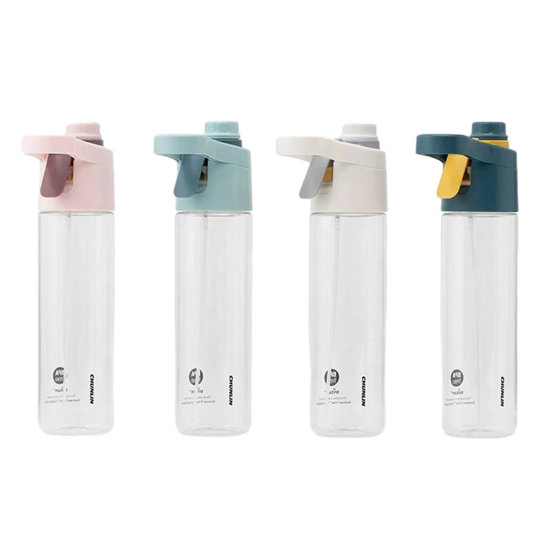 Botella De Agua Para Bicicleta 600Ml Leak Proof Eco-Friendly Plastic Sports Mist Spray Water Bottle with Lid for Gym & Camping