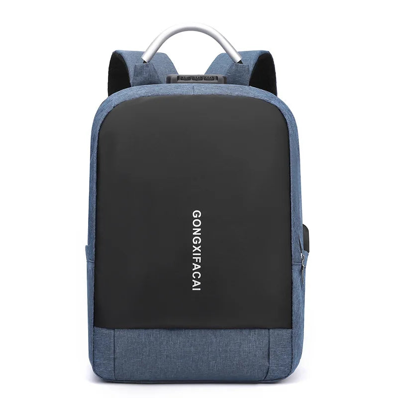 Wholesale High-quality Password Lock Laptop Backpack Men's Waterproof Student Backpack USB Metal Handle Computer Bag