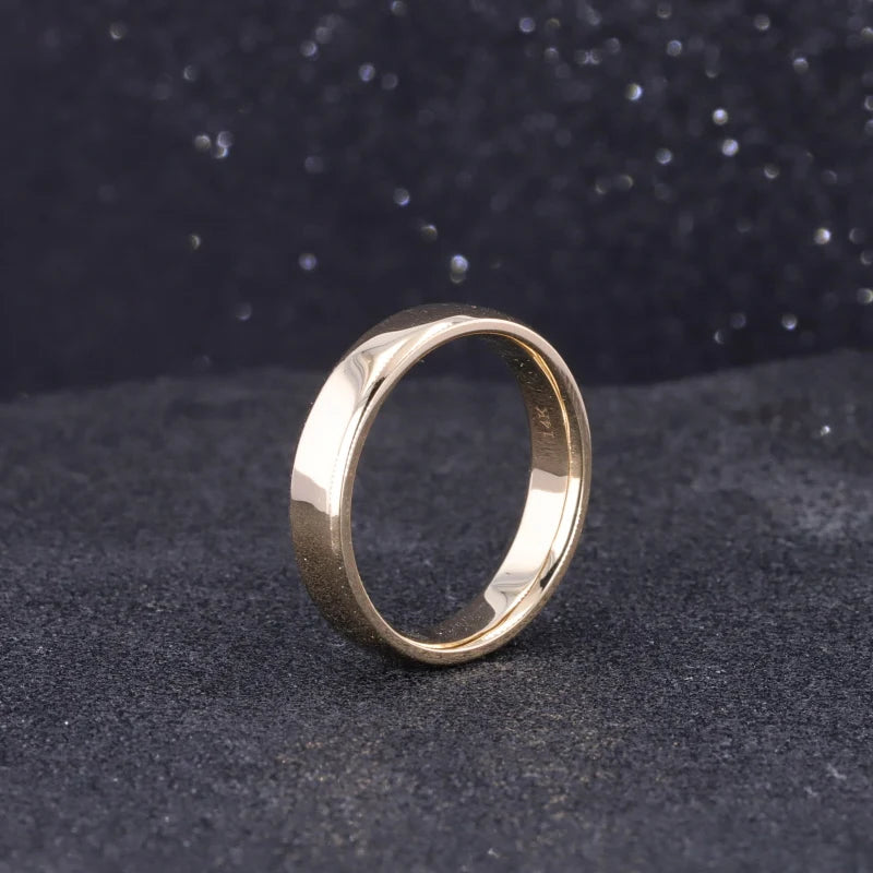 Starsgem Simple Gold Jewelry Brushed Gold Rings Men Wedding Engagement Ring Band 14K Yellow Plain Gold Ring Designs for Men