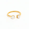 High End 18K PVD Gold Plated 2 Fresh Water Pearl Open Ring Stainless Steel Women Tarnish Free Fashion Jewelry