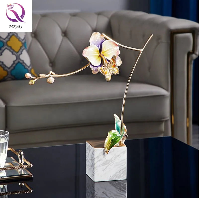 Modern Light Luxury Enamel Decoration Magnolia Art Tabletop Cloisonne Home Decoration Items for Living Room