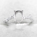 Semi Mount 6*8mm Sterling Silver Ring Empty Frame Blank Support Claw Setting S925 Base Holder Without Center Stone for DIY Inlay