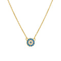 Fashion 925 Silver Jewelry Wholesale Sterling Silver Necklaces Round Devil Eye Blue Eye Zircon Gold Plated Necklaces Women