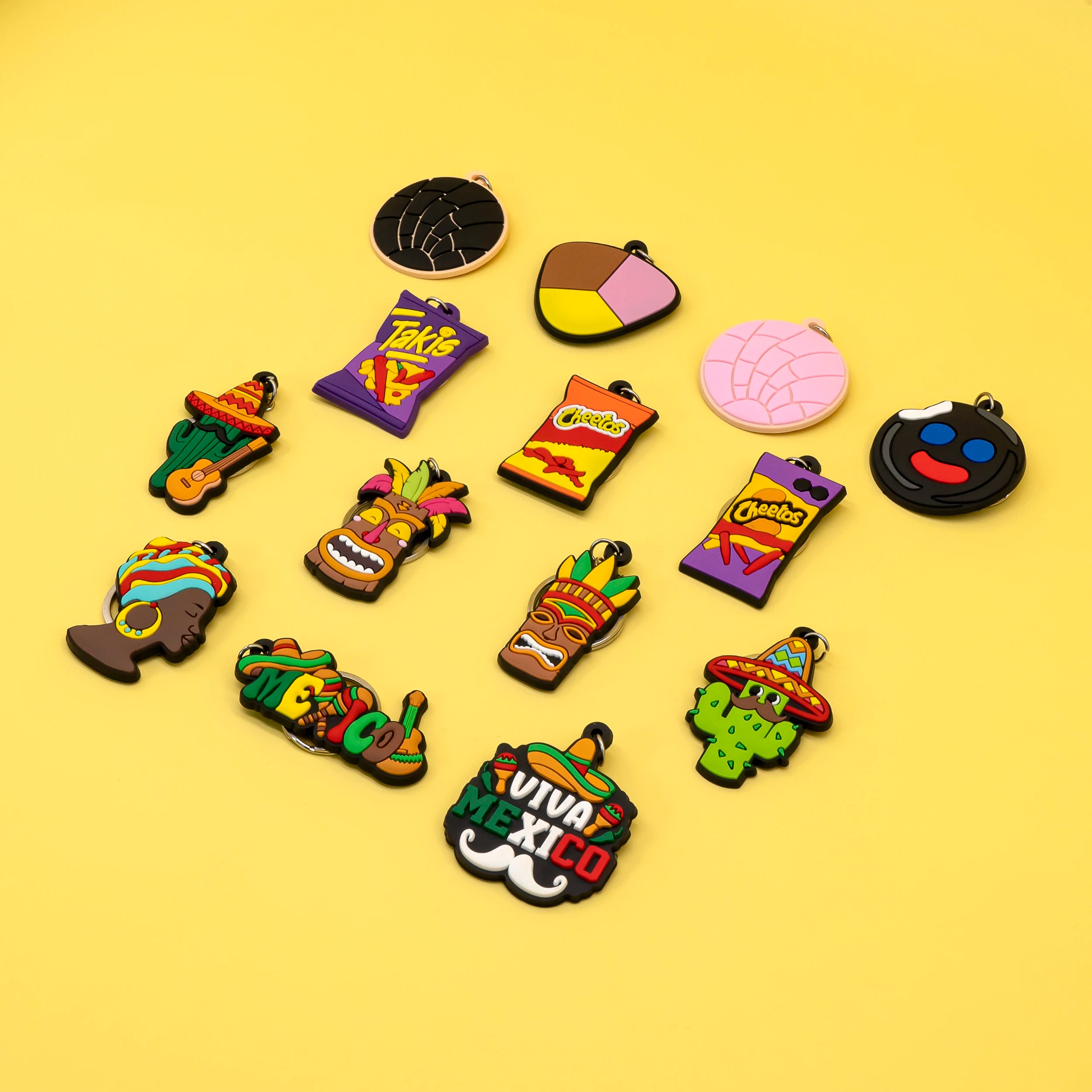 Personalized Custom PVC Mexican Food Keychain with Kawaii Tacos & Nachos for Keycap Keychain & Promotional Events