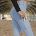 Low MOQ Light Blue Riding Full Seat Silicone Breeches Quickly Drying Horse Riding Leggings Women Equestrian Clothing