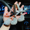 2021 Newest Diamond Heart Shape Pendant Bag Key Ring Keychain Pop Couple Love Pink Leather Rhinestones Heart Keychain