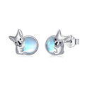 Factory Sale Pet Lovers 925 Sterling Silver Animal French Bulldog Moonstone Dog Stud Earrings