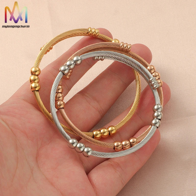 DIY Minimalist Jewelry Ball Charm Stainless Steel Bead Bracelet Bulk Bead Bangle