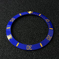 Blue Green Luminous Pip White Sloped Ceramic Bezel Insert 38*30.6mm Luminous Pip at 12 Watch Parts RLX Black Blue Wristwatches
