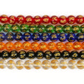 Cheap Glass Clear Crystal Quartz Six Ture Words Stone Beads Golden Carved Om Mani Padme Hum the Six Syllable Mantra Beads