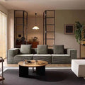 Fuenistyle Modern Chesterfield Sofa Vacuum Compressed Fabric Modular Sofa with Tofu Height Density Sponge for Living Room