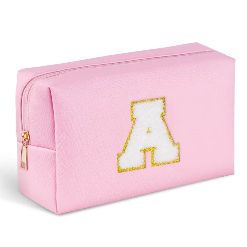 A-Z Letter Cosmetic Bag Portable Waterproof Makeup Bag for Girls Women Make up Pouch