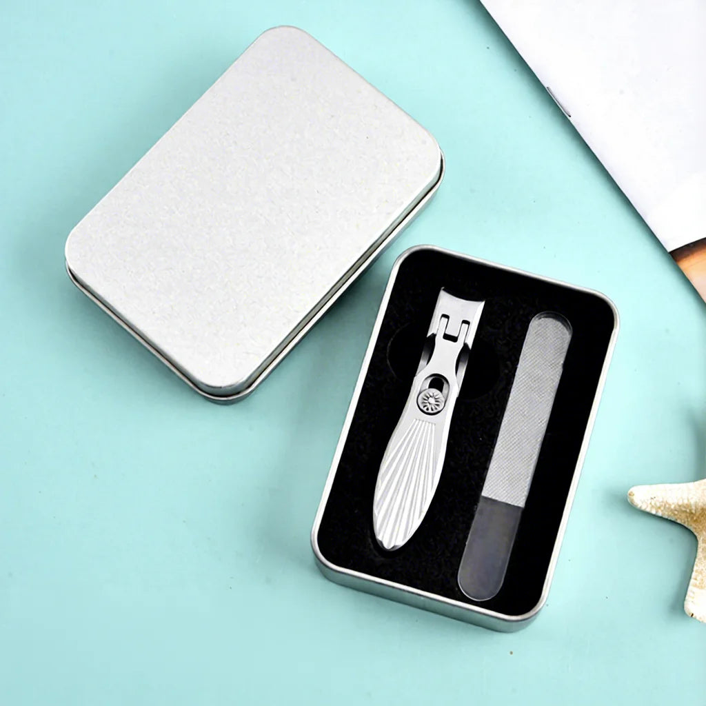 Stainless Steel Wide Jaw Opening No Splash Fingernail Cutters Long Handle Heavy Duty Toe Nail Clippers with Catcher