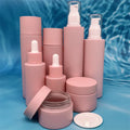 Wholesale New Arrival Matt Pink Lotion Packaging BottleStraight Round Spray Glass Bottle Set 40ml 50ml 60ml 70ml 120ml