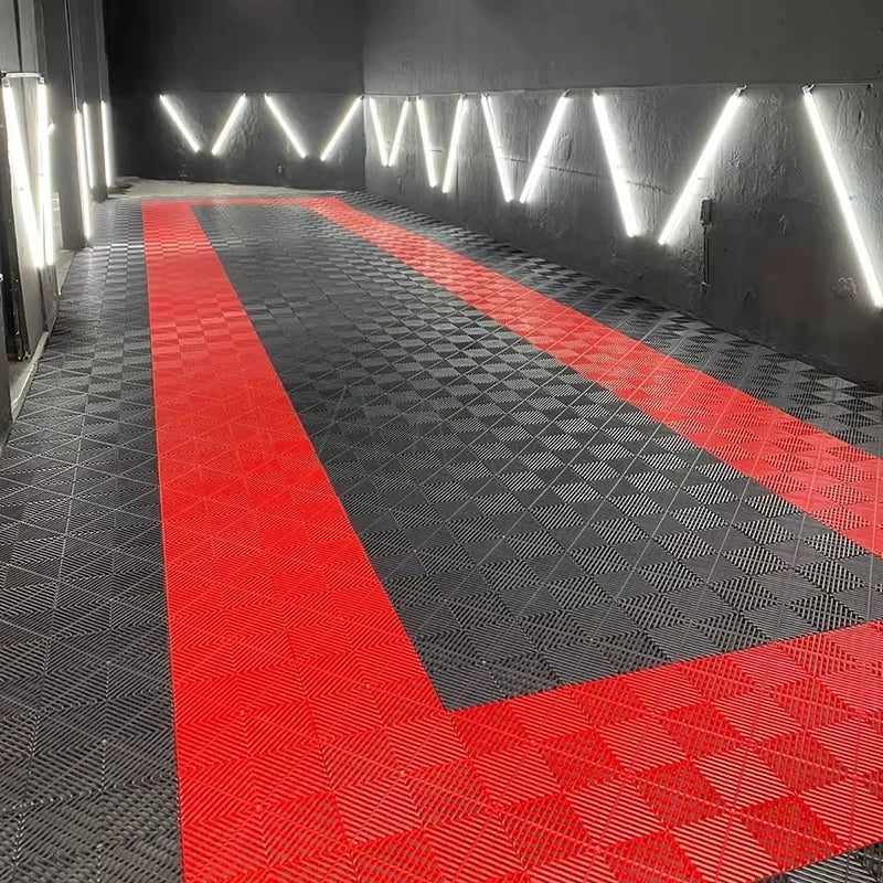 Rigid Modular Colorful Eco-Friendly Interlocking Garage Floor Tiles Plastic Garage Flooring Mats for Car Detailing Shop Workshop