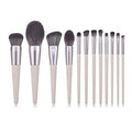 Cream Color Matt Silver Luxury High Quality 12pcs Makeup Brush Set Private Label Synthetic Hair