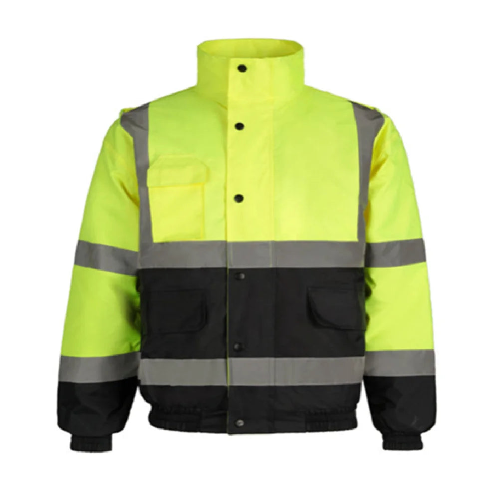Hi Vis Safety Fleece Zip Hoodie Sweatshirt ANSI Reflective With Black Bottom for Men  Hi-Vis Lime Zipper Sweatshirt