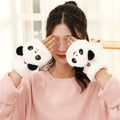 MIO Women Thermal Insulation Fingerless Gloves Cute Bear Plush Mittens Flip Winter Thick Warm Soft Fluffy Gloves for Girls