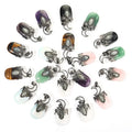 Vintage Healing Crystal Pendant Half Oval Chakra Gemstone Moon Pendant for Necklace Making