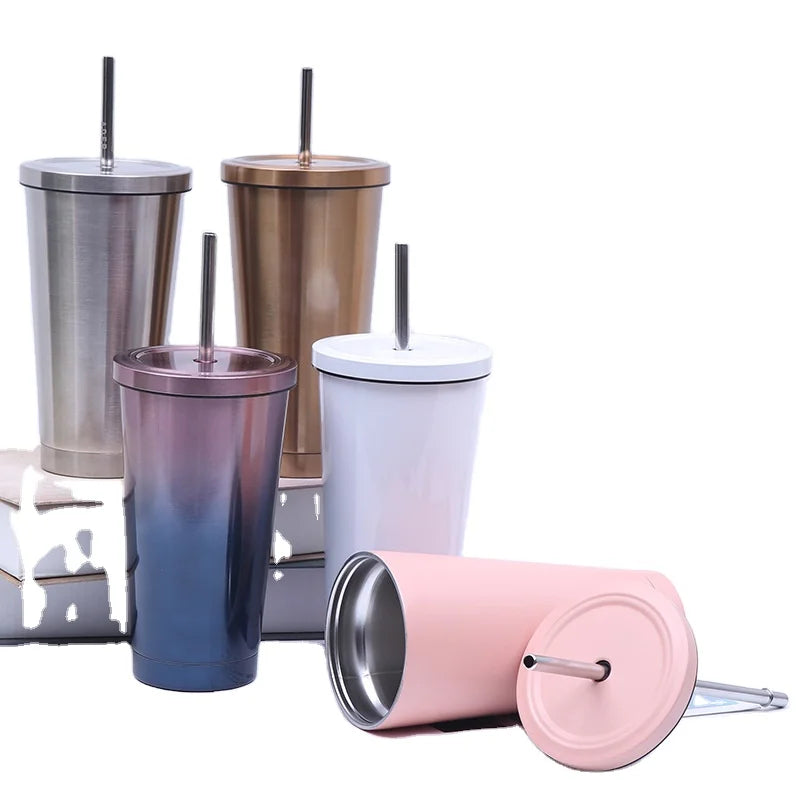 17 oz 24 oz 500 ml 750 ml Wholesale Vacuum Double Wall Stainless Steel Coffee Mug Cup Metal Coffee Tumbler Cup With Srtraw