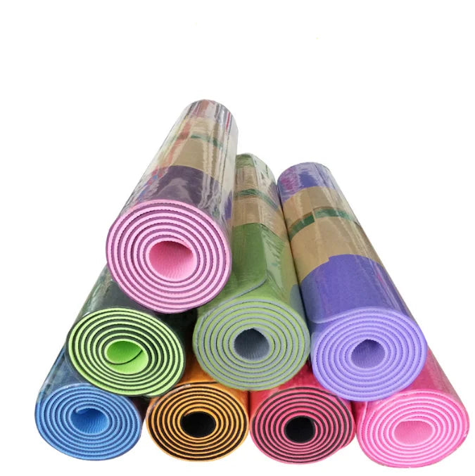 CW YGM001 TPE Eco-friendly Thick 6mm/8mm Soft Anti-Slip Dual-layer Yoga Mat for Home Workout & Pilates