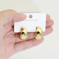 20mm Thick Gold Hoop Earrings for Women Korea Style Semicircle Hollow Chunky Gold with Pearl Diamond Copper Jewelry for Party