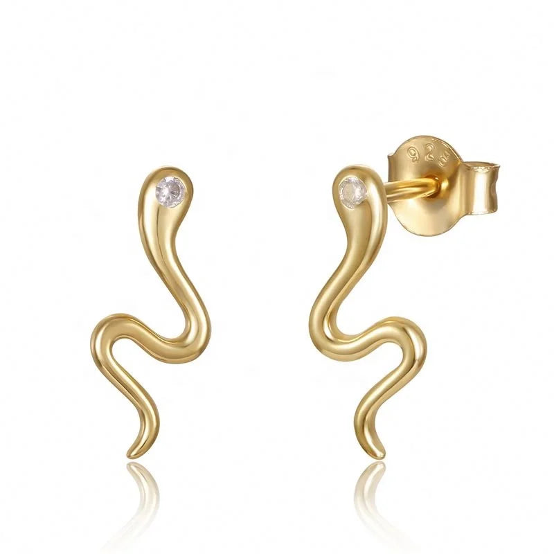 2023 Fashion Minimalist Earrings 925 Sterling Silver Animal Snake Stud Earrings 18K Gold Plated Stud Earrings Jewelry Women
