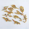 18K Gold Plated Rainbow CZ Pave Animal ConnectorsCrocodile Snake Fish Dinosaur Crab Lion Elephant Dolphin for Bracelet DIY