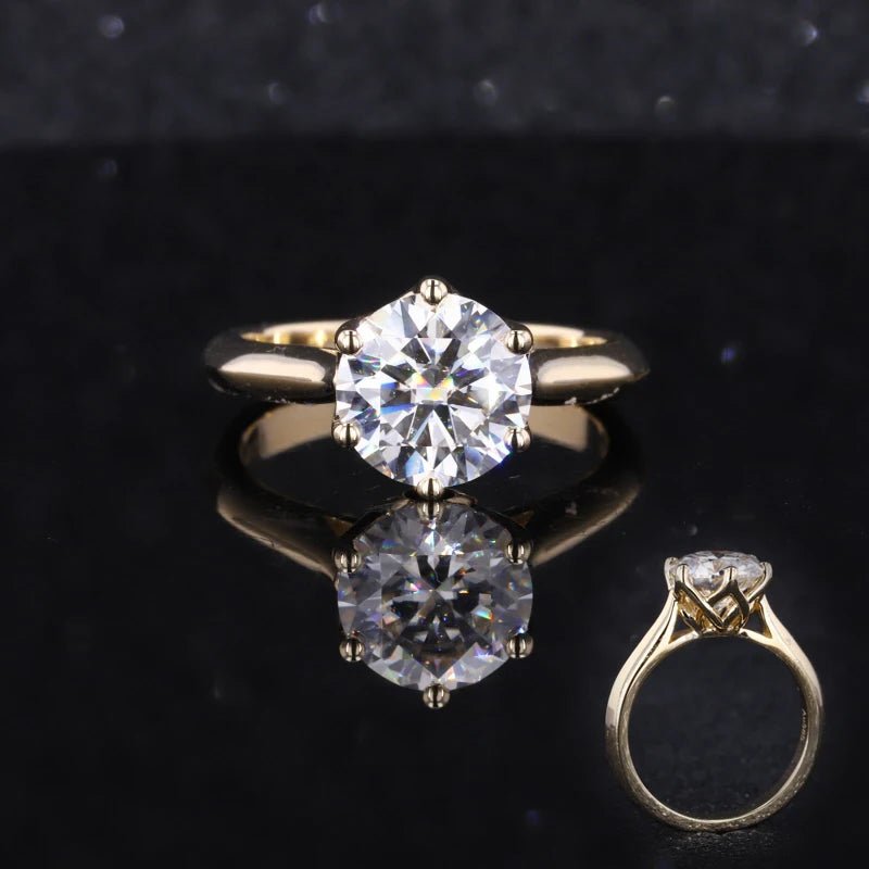 Starsgem Hot Sale 14K Soild Yellow Gold 8mm H&A Cut Moissanite Solitaire Engagement Ring