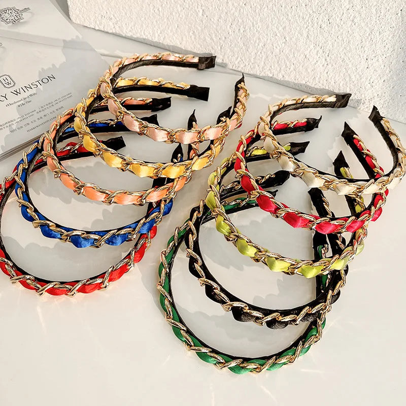 Songmei 2022 Hot Custom Luxury Unisex Headbands 100pcs 10 Colors Gold Fabric Metal 12cm Fashion 5-7days Delivery