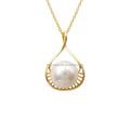 Fine Jewelry Pendant Necklaces 18K Solid Gold Freshwater Pearl Necklace Women Wedding Engagement AU750 Yellow Gold Necklace