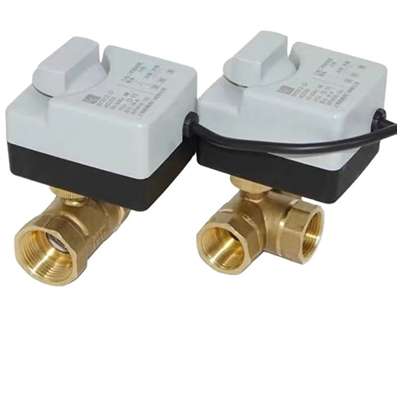 Brass Motorized Ball Valve with 3-Wire Two Control Electric Actuator AC220V 3 Ways/2 Way DN15 DN20 DN25 DN32 DN40 Manual Switch