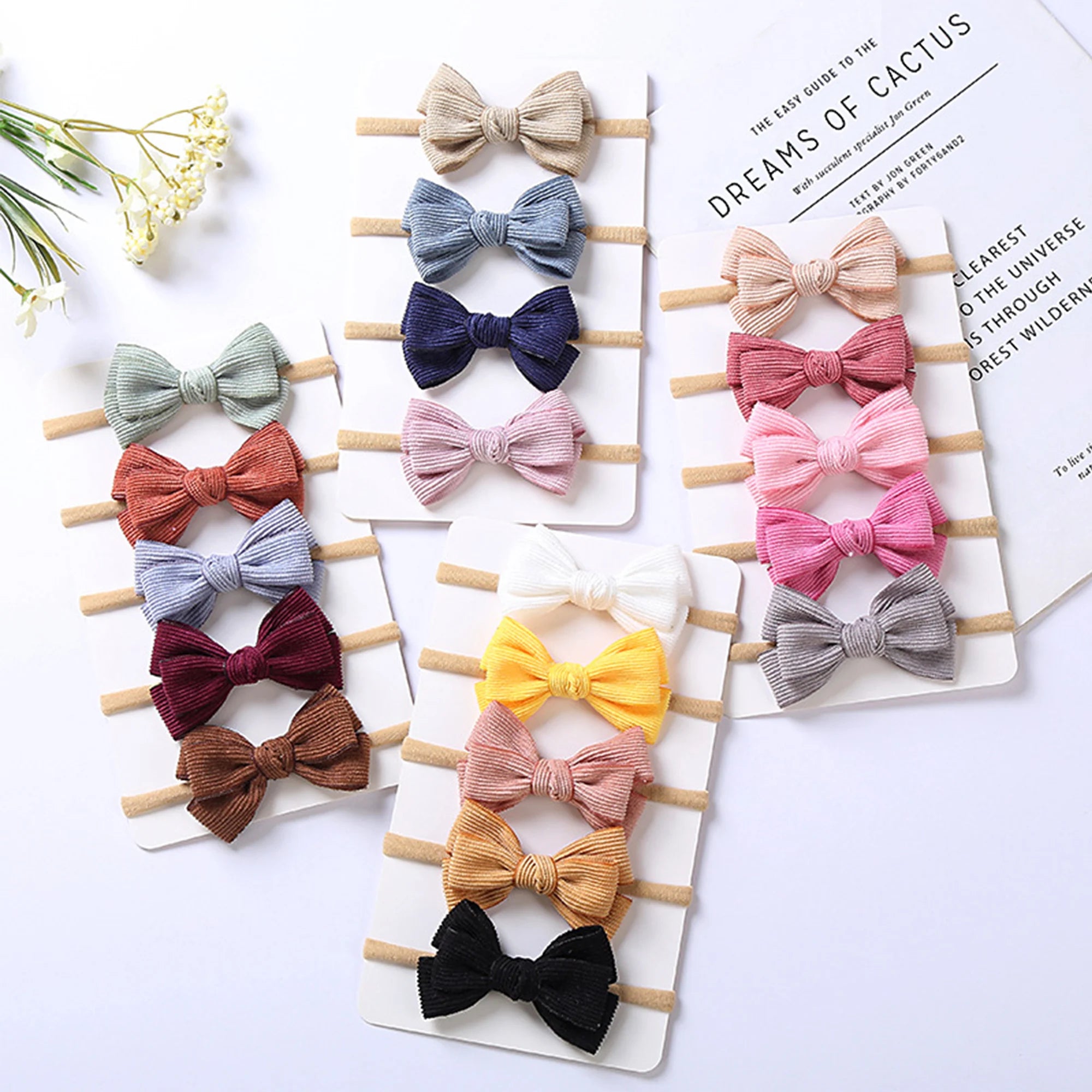 Sweet High Quality Eco-Friendly Unisex Nylon Elastic Bands Hair Accessories Baby Bows and Headbands Set