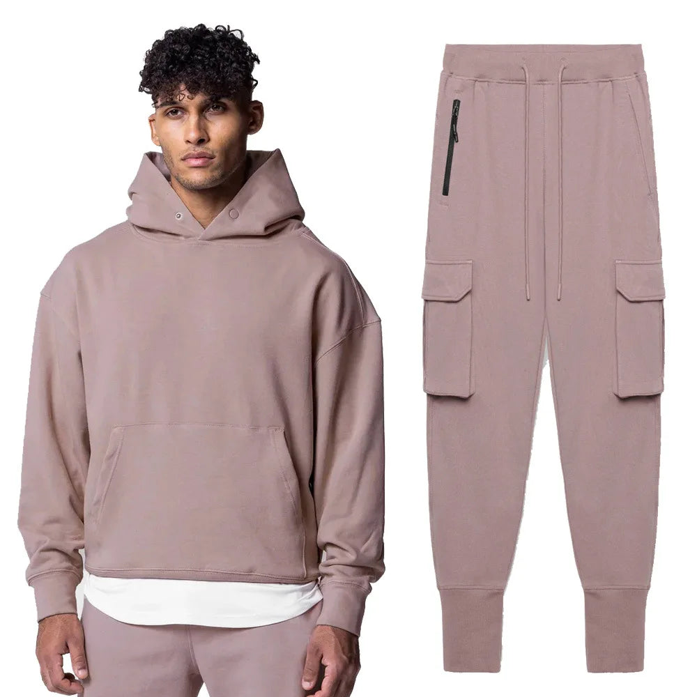 CXFY-FY Two Piece Sportswear Men's Running Clothes Suit Leisure Activewear Solid Color Fitness Sportswear Custom logo