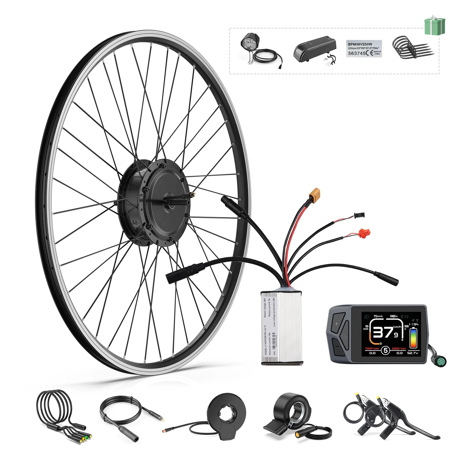 Bafang 500W 48V Front Hub Motor Kit LCD Display 20" 26" 27.5" 700C" Options Ebike Conversion Kit Downtube Electric Bicycle