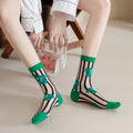 Spring Summer New Korean Transparent Cotton Women Socks Green Glass Silk Sheer Socks
