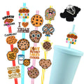 Manufacturer Ready to Ship Cute Cookies PVC Straw Cover Custom Wholesale Soft Rubber Straw Toppers for Tumblers Accessories