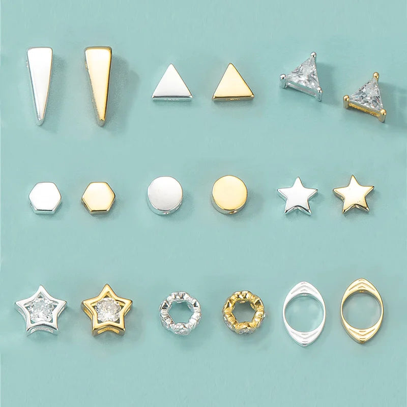 925 Sterling Silver Jewellery Findings Spacer Beads Gold Plated 8mm Star Triangle Round Charm Bead for Jewelry Finding