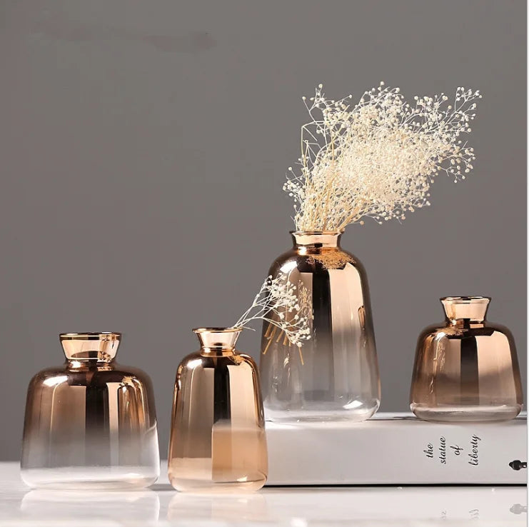 2020 New Arrival Art Deco Golden Rim Design Wedding Easter Flower Glass Vase