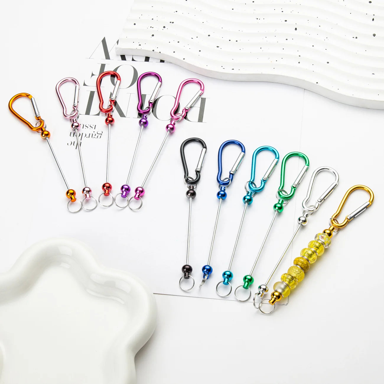 DIY Bulk Beaded Small Backpack Accessories Simple Style Mountaineering D-Lock Metal Hook Sleutelhanger for Buckle Rechargeable