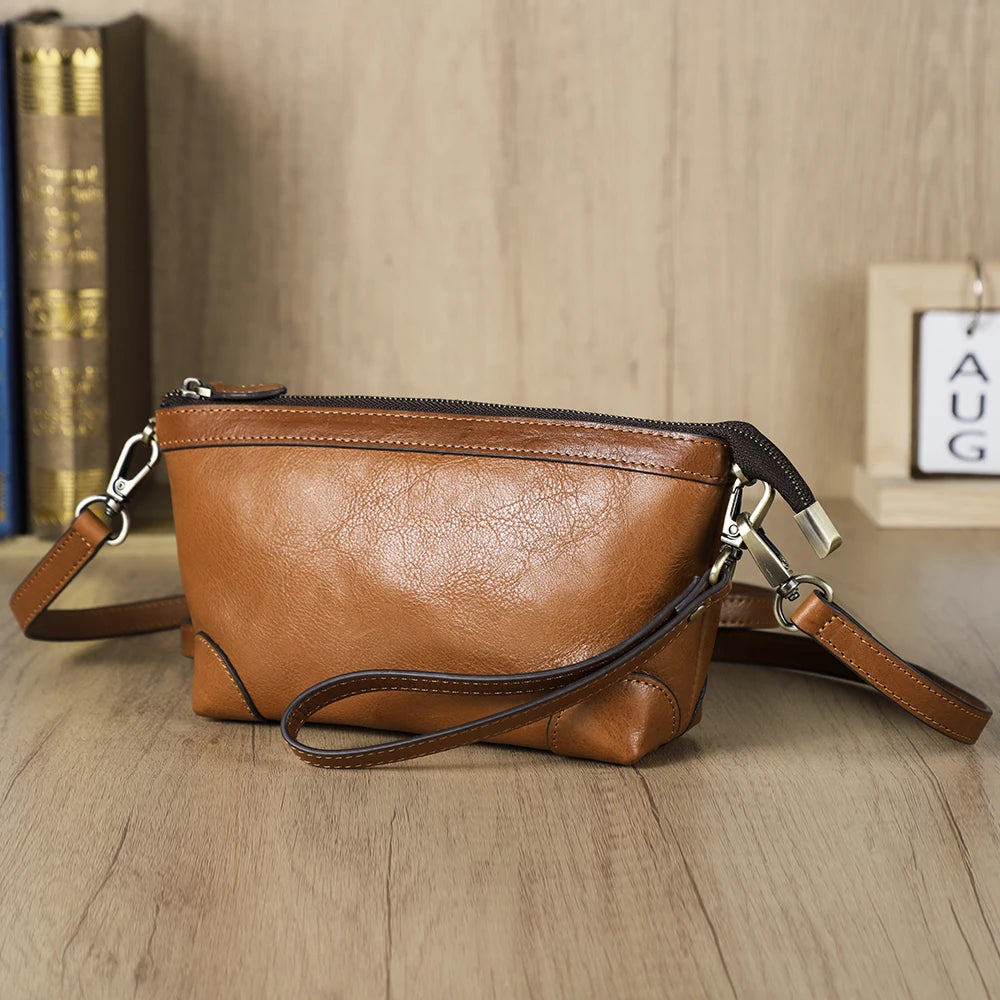 Contact's Genuine Leather RFID Clutch Handbag Purse for Women Convertible Multi-Compartment Wristlet Pouch Small Crossbody Bag MegaBDM