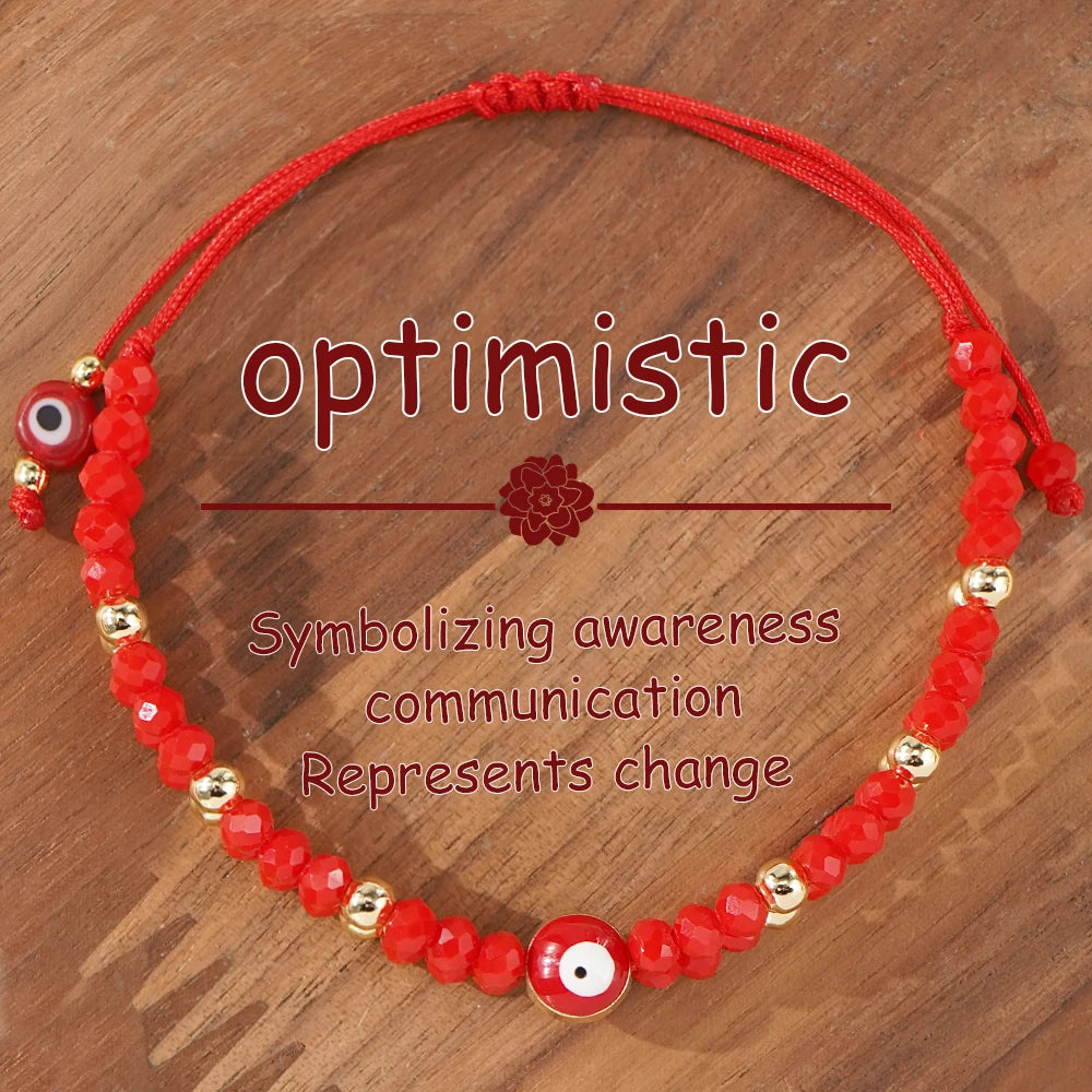 Go2boho Boho Multilayer Handmade Adjustable Red Rope Evil Eyes Bracelet Women Fashion Jewelry Lucky Crystal Bead Bracelet Set