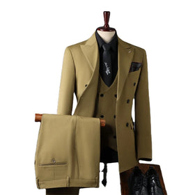 2024 Factory Customized Men's Single Breasted Business Dress 3-Piece Set Breathable Korean Best Man Suit Hot Sales