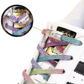 Children and Adults Flat Magnetic Metal Lock for Shoelace No Tie Shoe Lace Elastic Polyester Lazy Sneaker Lace for Adults and Ki