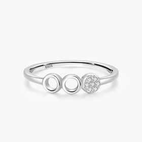 Ailmay Real 925 Sterling Silver Minimalism Round Dazzling CZ Elegant Finger Ring for Women Wedding Engagement Statement Jewelry