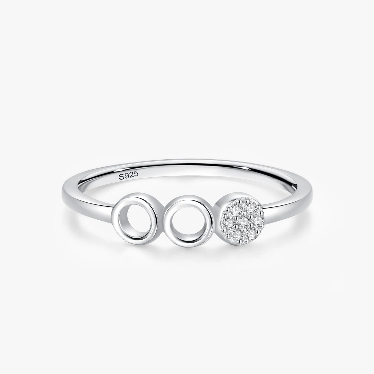 Ailmay Real 925 Sterling Silver Minimalism Round Dazzling CZ Elegant Finger Ring for Women Wedding Engagement Statement Jewelry